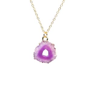 Shop Agate Jewelry! Druzy necklace – geode necklace – solar quartz necklace – raw crystal necklace – a gold lined druzy agate slice on a 14k gold vermeil chain | Natural genuine Agate jewelry. Buy crystal jewelry, handmade handcrafted artisan jewelry for women.  Unique handmade gift ideas. #jewelry #beadedjewelry #beadedjewelry #gift #shopping #handmadejewelry #fashion #style #product #jewelry #affiliate #ad