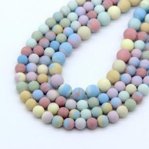 Shop Agate Bead Shapes! Matte Gobi Agate Beads 8mm 10mm, Natural Rainbow Gobi Rock Agate Mala Beads, Wholesale Frost Blue Yellow Red Purple Green Gemstone Beads | Natural genuine other-shape Agate beads for beading and jewelry making.  #jewelry #beads #beadedjewelry #diyjewelry #jewelrymaking #beadstore #beading #affiliate #ad