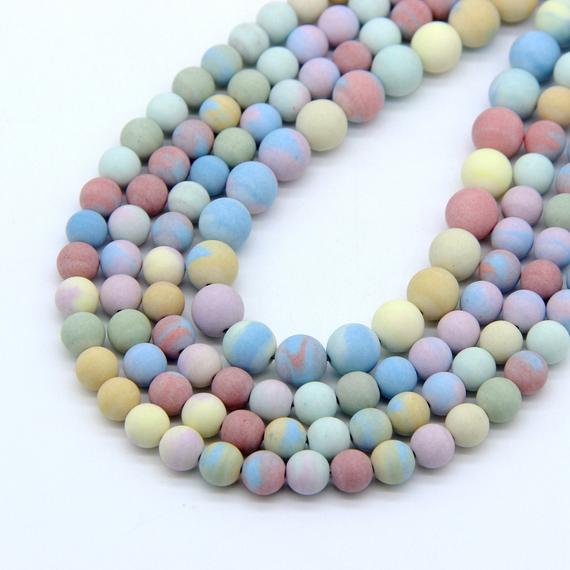 Matte Gobi Agate Beads 8mm 10mm, Natural Rainbow Gobi Rock Agate Mala Beads, Wholesale Frost Blue Yellow Red Purple Green Gemstone Beads