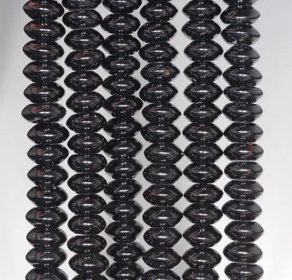 8x4mm Black Agate Gemstone Rondelle Loose Beads 15 Inch Full Strand (80002609-803)