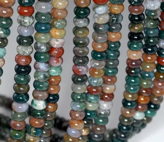 8x5mm Sanctuary Indian Agate Gemstone Grade Aa Rondelle 8x5mm Loose Beads 7.5 Inch Half Strand (90182972-778)