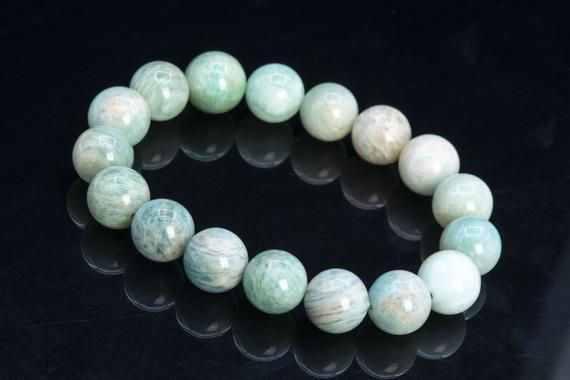 17 Pcs - 11mm Green Amazonite Bracelet Peru Grade A Genuine Natural Round Gemstone Beads (115882)