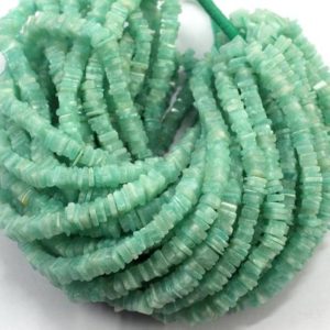 Shop Amazonite Bead Shapes! Good Quality 16" Long Strand Natural Amazonite Heishi Beads,Smooth Square Beads,Amazonite Bead 4.5-5.5 MM Size Gemstone Bead,Wholesale Price | Natural genuine other-shape Amazonite beads for beading and jewelry making.  #jewelry #beads #beadedjewelry #diyjewelry #jewelrymaking #beadstore #beading #affiliate #ad
