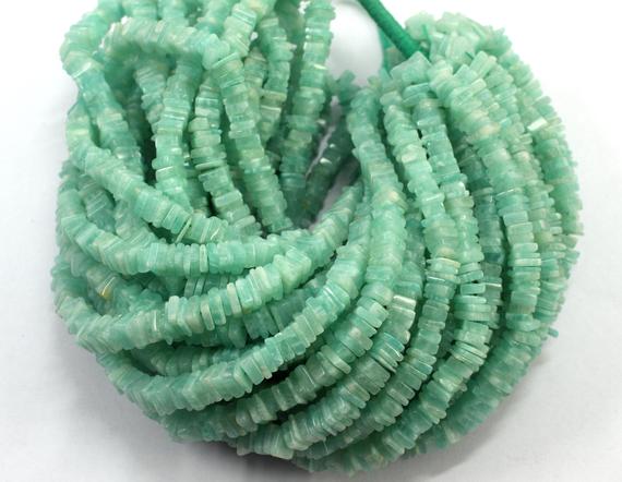 Good Quality 16" Long Strand Natural Amazonite Heishi Beads,smooth Square Beads,amazonite Bead 4.5-5.5 Mm Size Gemstone Bead,wholesale Price