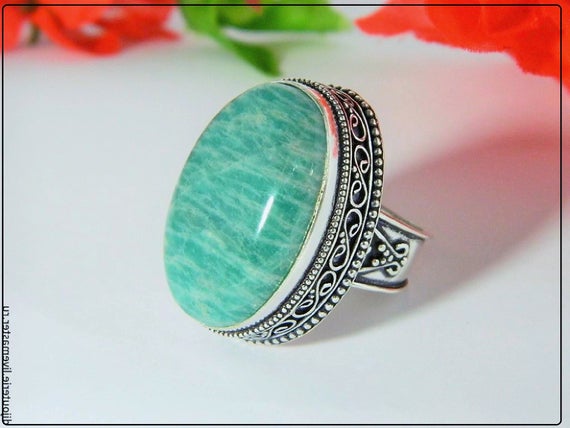 Handmade Natural Sterling Silver Amazonite Ring, Silver Ring, Gift For Her, Unique Gift Ring, Designer Ring, Gemstone Ring, Handmade Ring,