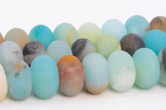 10x6mm Matte Multicolor Amazonite Beads Grade A Genuine Natural Gemstone Rondelle Loose Beads 15" / 7.5" Bulk Lot Options (110714)