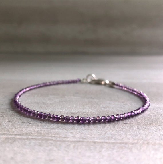 Lavender Amethyst Bracelet | Delicate Tiny Stone Bracelet | Healing Crystal Jewelry | Dainty Light Purple Bracelet