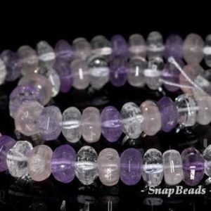 Shop Amethyst Faceted Beads! 10x5mm Amethyst Rose Rock Crystal Mix Quartz Gemstone Faceted Rondelle Loose Beads 7.5 inch Half Strand (90144098-B33-561) | Natural genuine faceted Amethyst beads for beading and jewelry making.  #jewelry #beads #beadedjewelry #diyjewelry #jewelrymaking #beadstore #beading #affiliate #ad