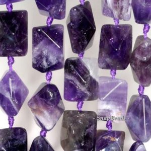 Shop Amethyst Faceted Beads! 18x12mm Amethyst Gemstone Purple Faceted Bicone Rectangle Loose Beads 7.5 inch Half Strand (90144614-260) | Natural genuine faceted Amethyst beads for beading and jewelry making.  #jewelry #beads #beadedjewelry #diyjewelry #jewelrymaking #beadstore #beading #affiliate #ad