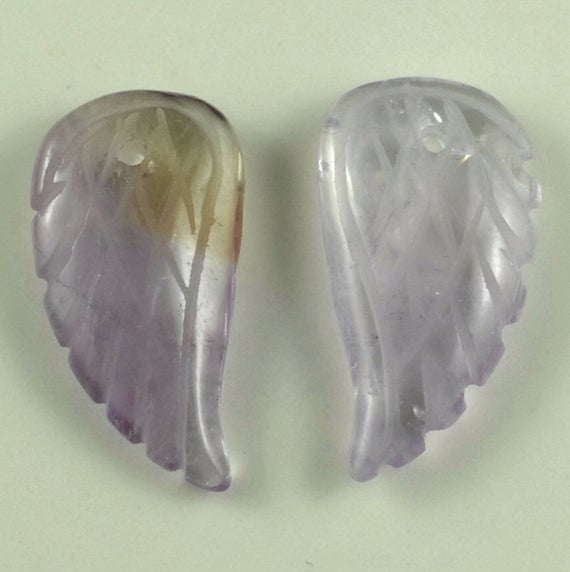 11x6mm  Amethyst Gemstone Carved Angel Wing Beads Bulk Lot 2,6,12,24,48 (90187147-001)