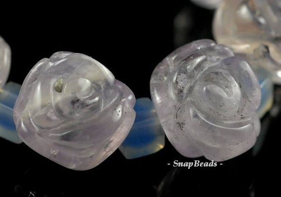 12x8mm Amethyst Gemstone Purple Carved Rose Flower 12x8mm Loose Beads 5 Beads (90190000-92)