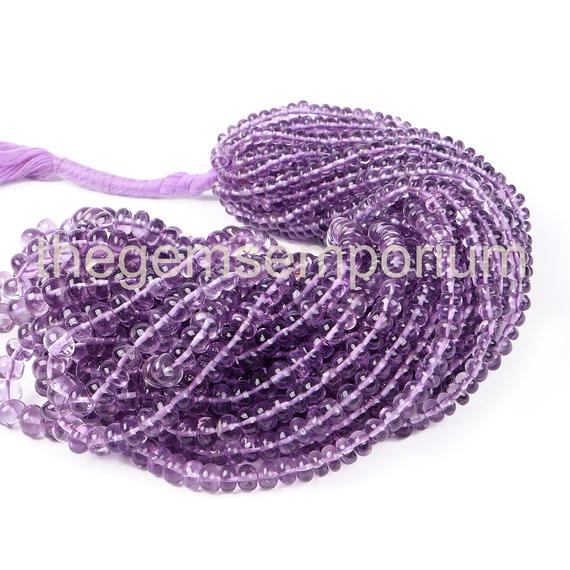 Pink Amethyst Plain Smooth Rondelle Beads, Amethyst Plain Beads, Amethyst Smooth Beads, Amethyst Rondelle Beads, Pink Amethyst Beads
