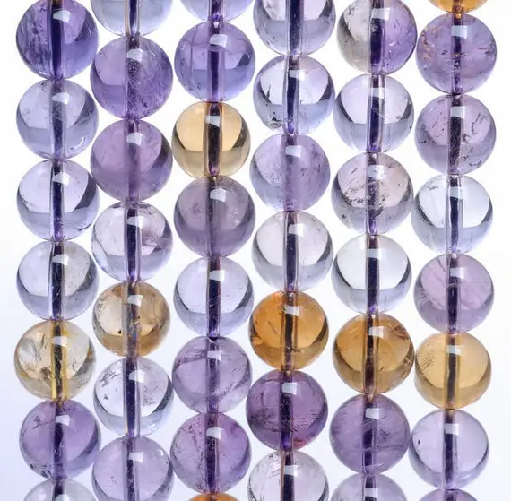 9mm Sassy Ametrine Gemstone Grade Aaa Purple Yellow Round  Loose Beads 7.5 Inch Half Strand (80002981 H-442)