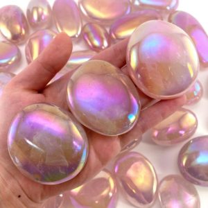 Shop Palm Stones! Angel Aura Rose Quartz Palm Stone, aura rose quartz, palm stone, rose quartz palmstone | Natural genuine stones & crystals in various shapes & sizes. Buy raw cut, tumbled, or polished gemstones for making jewelry or crystal healing energy vibration raising reiki stones. #crystals #gemstones #crystalhealing #crystalsandgemstones #energyhealing #affiliate #ad