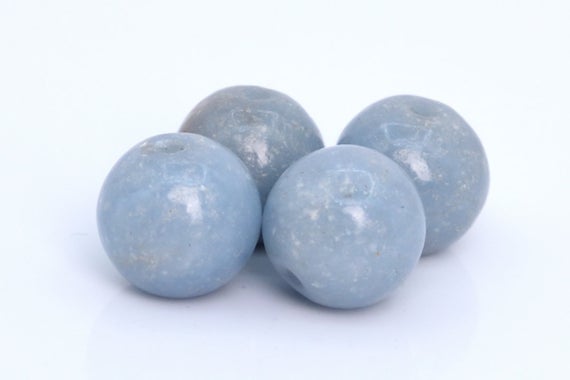 Genuine Natural Angelite Gemstone Beads 7-8mm Blue Round A Quality Loose Beads (105421)