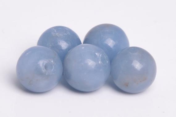 Genuine Natural Angelite Gemstone Beads 5-6mm Blue Round A Quality Loose Beads (105100)
