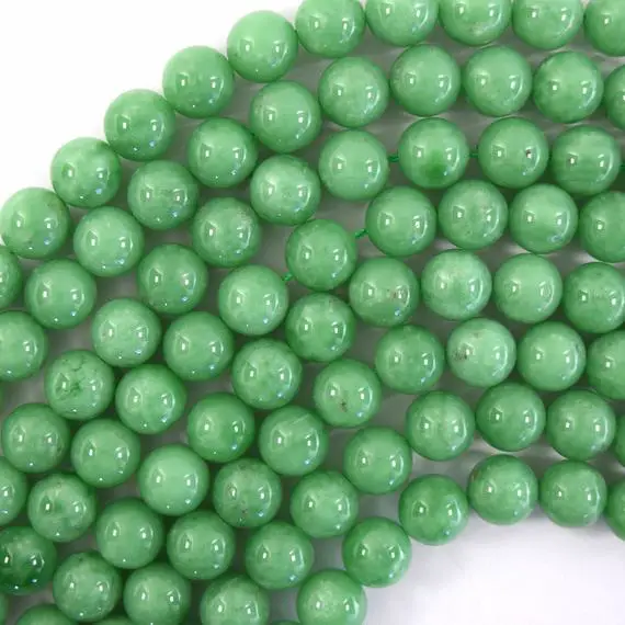 Natural Dark Green Angelite Round Beads Gemstone 15.5" Strand 6mm 8mm 10mm 12mm