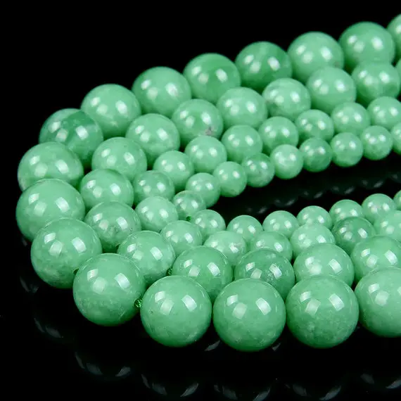 Natural Deep Green Angelite Gemstone Grade Aaa Round 6mm 8mm 10mm 12mm Loose Beads Bulk Lot 1,2,6,12 And 50 (a297)