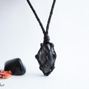 Shop Gemstone & Crystal Necklaces! Apache tear obsidian, obsidian necklace, protection stone, grief stone, emotional distress, obsidian jewellery, smoky obsidian, marekanite | Natural genuine Gemstone necklaces. Buy crystal jewelry, handmade handcrafted artisan jewelry for women.  Unique handmade gift ideas. #jewelry #beadednecklaces #beadedjewelry #gift #shopping #handmadejewelry #fashion #style #product #necklaces #affiliate #ad