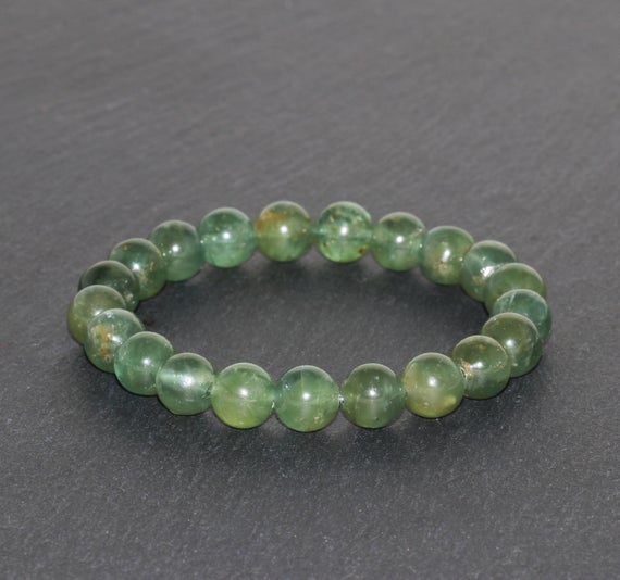 Chunky Green Apatite Bracelet 8mm To 8.5mm Natural Green Apatite Beaded Gemstone Bracelet Semiopaque Green Apatite Bracelet Gift Bracelet