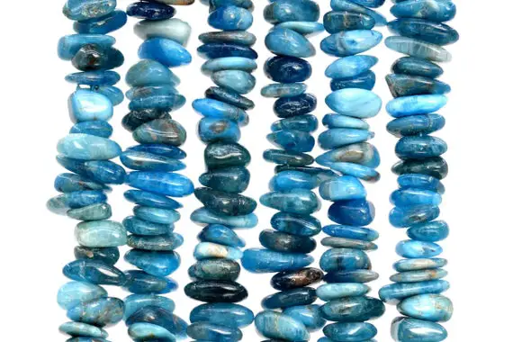 Genuine Natural Apatite Gemstone Beads 4-10mm Blue Pebble Chips A Quality Loose Beads (108408)