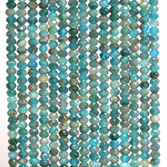 4x3mm  Apatite Gemstone Grade Aa Micro Faceted Rondelle Loose Beads 15.5 Inch Full Strand (80009990-a201)