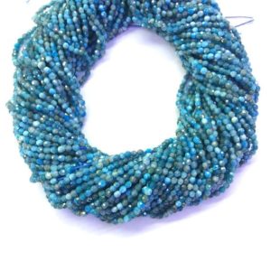 Shop Apatite Beads! Natural Blue Apatite Beads Micro Faceted 2mm 3mm 4mm Genuine Apatite Gemstone Tiny Blue Apatite Beads Small Blue Beads Semi Precious Stones | Natural genuine beads Apatite beads for beading and jewelry making.  #jewelry #beads #beadedjewelry #diyjewelry #jewelrymaking #beadstore #beading #affiliate #ad