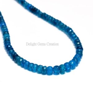 Shop Apatite Necklaces! Neon Blue Apatite Beaded Necklace, 4mm-5mm Apatite Faceted Rondelle Beads Necklace, Apatite Gemstone Necklace,Fine Quality AAA Blue Necklace | Natural genuine Apatite necklaces. Buy crystal jewelry, handmade handcrafted artisan jewelry for women.  Unique handmade gift ideas. #jewelry #beadednecklaces #beadedjewelry #gift #shopping #handmadejewelry #fashion #style #product #necklaces #affiliate #ad