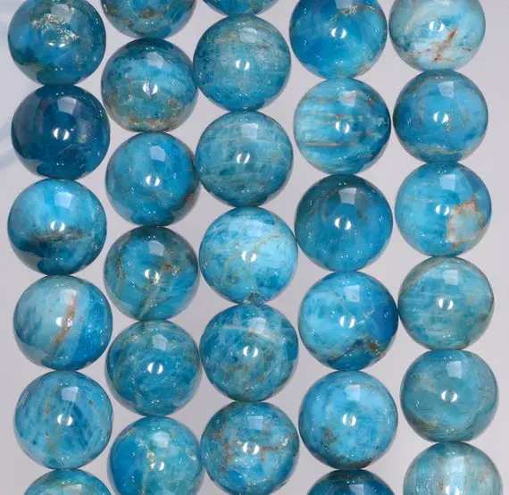 11mm Ocean Blue Apatite Gemstone Grade Ab  Round Loose Beads 7.5 Inch Half Strand (80003945-b104)