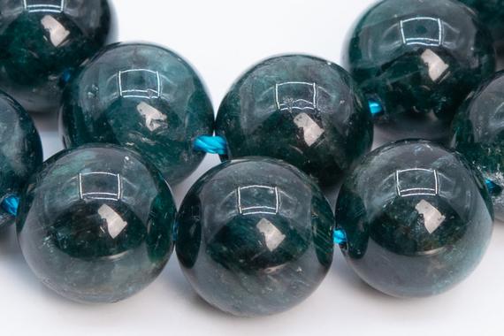 Genuine Natural Apatite Gemstone Beads 10mm Deep Blue Green Round A Quality Loose Beads (108928)