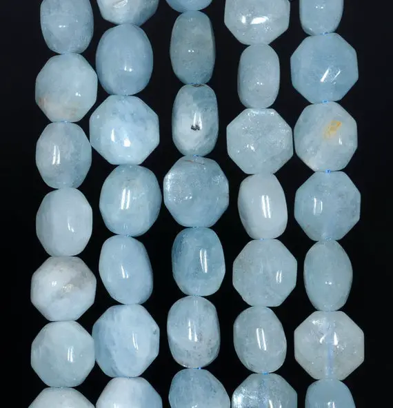 9mm  Aquamarine Gemstone Grade Aa Hexagon Loose Beads 15.5 Inch Full Strand (80001400-a105)