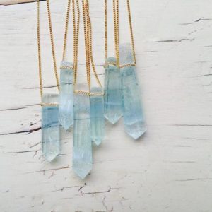 Aquamarine Necklace Aquamarine Pendant Necklace Aquamarine Jewelry Gemstone Necklace | Natural genuine Aquamarine jewelry. Buy crystal jewelry, handmade handcrafted artisan jewelry for women.  Unique handmade gift ideas. #jewelry #beadedjewelry #beadedjewelry #gift #shopping #handmadejewelry #fashion #style #product #jewelry #affiliate #ad