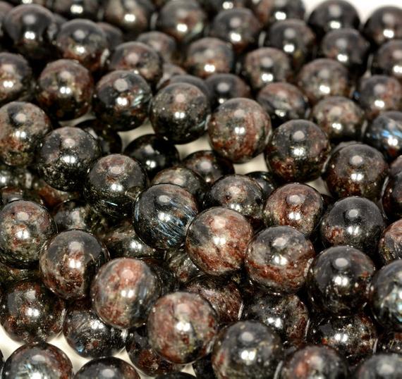 Genuine Astrophyllite Gemstone Grade Aaa Black 5mm 6mm 7mm 8mm Round Loose Beads (255)