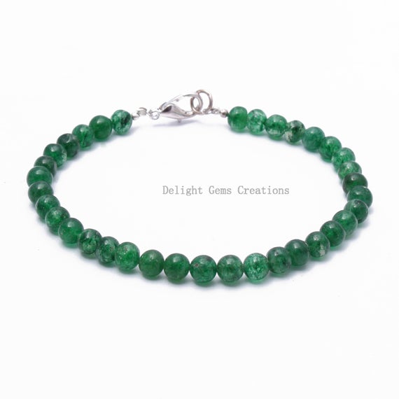 Natural Aventurine Beaded Bracelet, 6mm Green Aventurine Smooth Round Beads Bracelet, Girls-women's Bracelet, Christmas Gift Beaded Bracelet