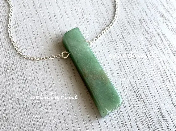 Green Aventurine Pendant, Natural Aventurine Necklace Sterling Silver, Gold Large Aventurine Crystal, Aventurine Jewelry, Green Gemstone