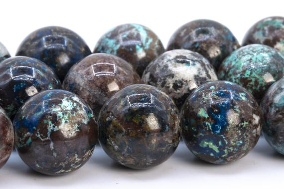 11-12mm Multicolor Azurite Malachite Quartz Beads Genuine Natural Gemstone Full Strand Round Loose Beads 16" (116232-1853)