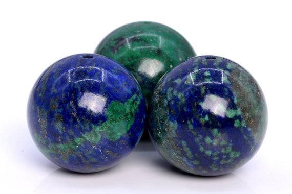 Azurite Gemstone Beads 15-16mm Green & Blue Round Aaa Quality Loose Beads (103610)