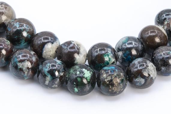 Genuine Natural Azurite Malachite Quartz Gemstone Beads 6-7mm Multicolor Round Loose Beads (116151)