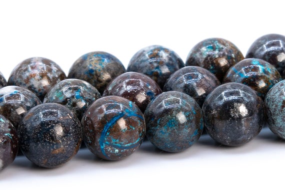 8mm Multicolor Azurite Malachite Quartz Beads Genuine Natural Gemstone Round Loose Beads 16" / 7.5"  Bulk Lot Options (116165)