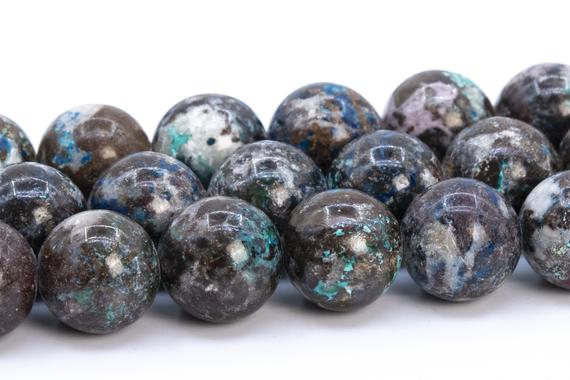 9-10mm Multicolor Azurite Malachite Quartz Beads Genuine Natural Gemstone Full Strand Round Loose Beads 16" (116198-1847)