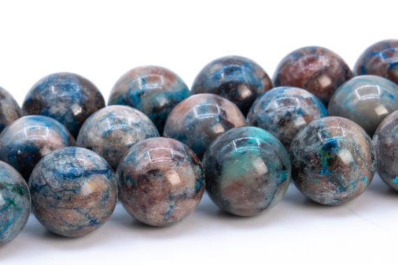 9-10mm Multicolor Azurite Malachite Quartz Beads Grade A Genuine Natural Gemstone Full Strand Round Loose Beads 15.5" (116207-1848)