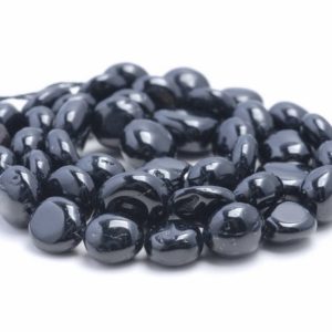Shop Black Tourmaline Chip & Nugget Beads! 8-9MM Black Tourmaline Gemstone Round Flat Nugget Loose Beads 7.5 inch Half Strand (80001966 H-A30) | Natural genuine chip Black Tourmaline beads for beading and jewelry making.  #jewelry #beads #beadedjewelry #diyjewelry #jewelrymaking #beadstore #beading #affiliate #ad