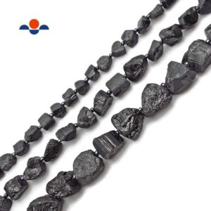 Shop Black Tourmaline Chip & Nugget Beads! Black Tourmaline Rough Nugget Chunk Beads 10mm 15mm 18mm 15.5'' Strand | Natural genuine chip Black Tourmaline beads for beading and jewelry making.  #jewelry #beads #beadedjewelry #diyjewelry #jewelrymaking #beadstore #beading #affiliate #ad