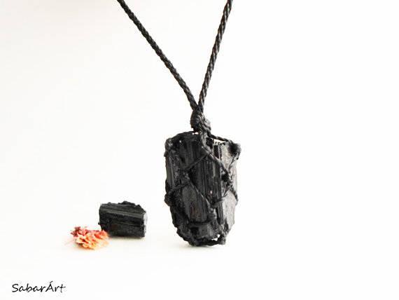 Raw Tourmaline Necklace, Raw Black Tourmaline Necklace, Raw Black Tourmaline Pendant, Tourmaline Jewelry, Jet Black, Crystal Necklaces