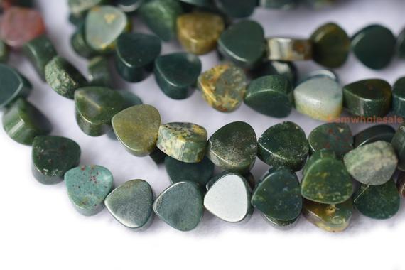 15.5" 6mm Natural Indian Bloodstone Heart Beads, Green Bloodstone Heart Beads Yglf