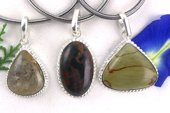 Amazing 1 Pendant,sterling Silver Pendants,natural Jasper,polygram Jasper,blood Stone,pendant,necklace Pendant,stone Pendant,jasper,gemstone