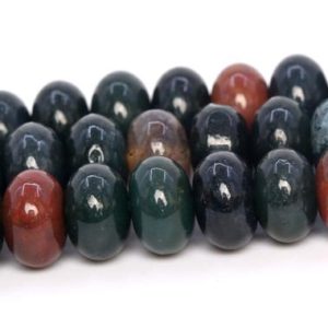 Dark Green Blood Stone Beads Grade AAA Genuine Natural Gemstone Rondelle Loose Beads 6x4MM 8x5MM Bulk Lot Options | Natural genuine rondelle Bloodstone beads for beading and jewelry making.  #jewelry #beads #beadedjewelry #diyjewelry #jewelrymaking #beadstore #beading #affiliate #ad