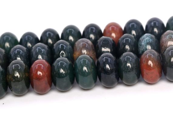 Dark Green Blood Stone Beads Grade Aaa Genuine Natural Gemstone Rondelle Loose Beads 6mm 8mm Bulk Lot Options