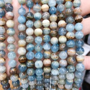 Blue Calcite Beads, Natural Gemstone Beads, Round Calcite Stone Beads 6mm 8mm 10mm 12mm 15'' | Natural genuine beads Blue Calcite beads for beading and jewelry making.  #jewelry #beads #beadedjewelry #diyjewelry #jewelrymaking #beadstore #beading #affiliate #ad