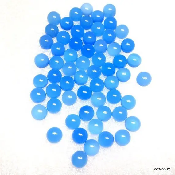 10 Pieces 3mm Blue Chalcedony Cabochon Round Gemstone, 3mm Blue Chalcedony Round Cabochon Gemstone, Blue Chalcedony Cabochon Aaa Quality